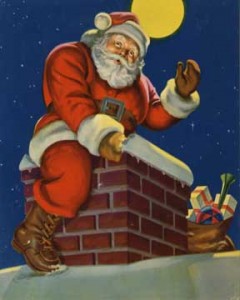 Santa going down the chimney