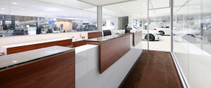 Offices for the managers are open and transparent at Knauz Motors.