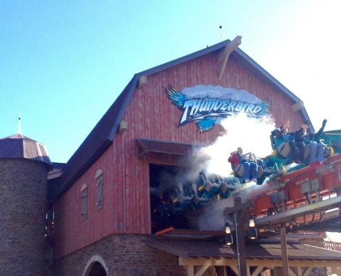 This is an image of the launch station barn and the riders are propelled forward with heart pumping force and speed.