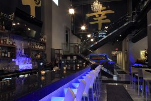 Shakou Sushi St. Charles location. This image is a view from the bar to the upper mezzanine.