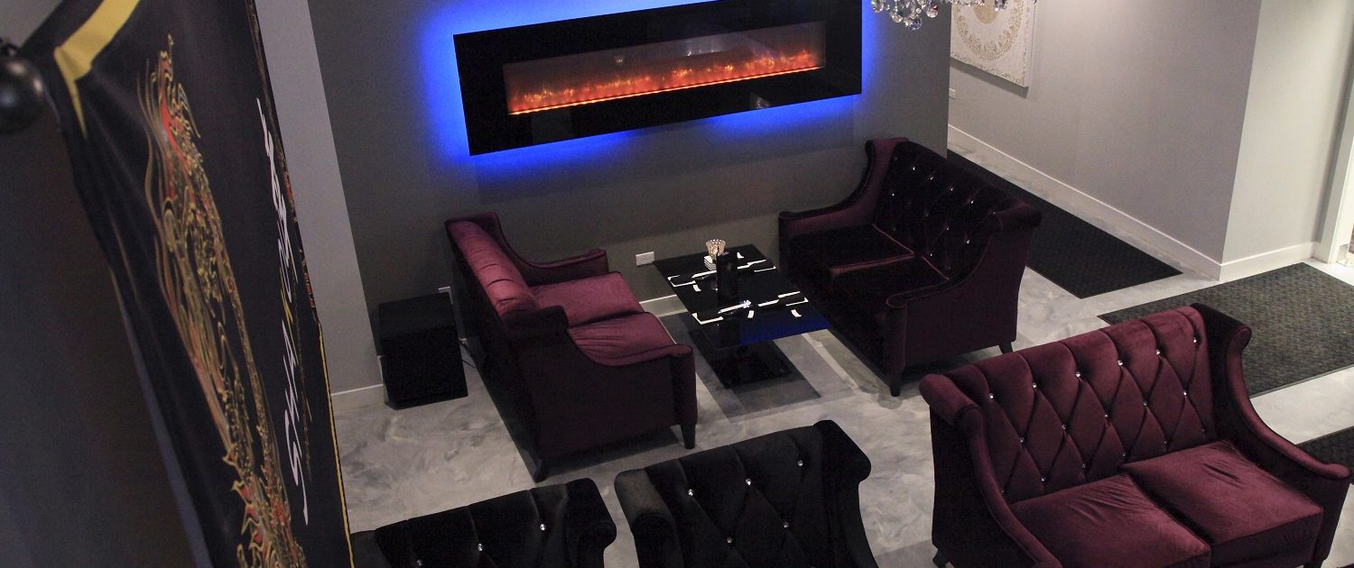 This image is from Shakou's St. Charles location. The view is from the upper level looking down upon the semi-private lounge area.