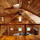 This image shows a dream garage built with hard wood interior and mezzanine.
