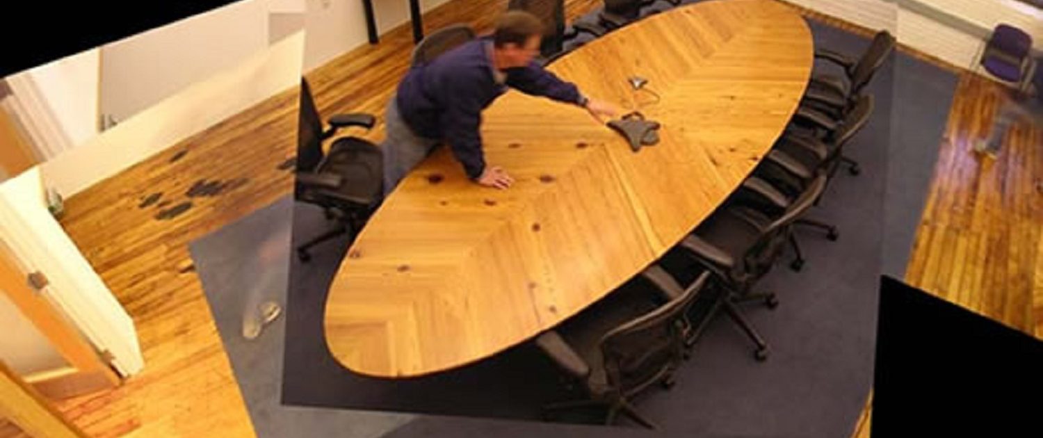 Bleck Design Group Bleck Design Group conference restored hickory floor.