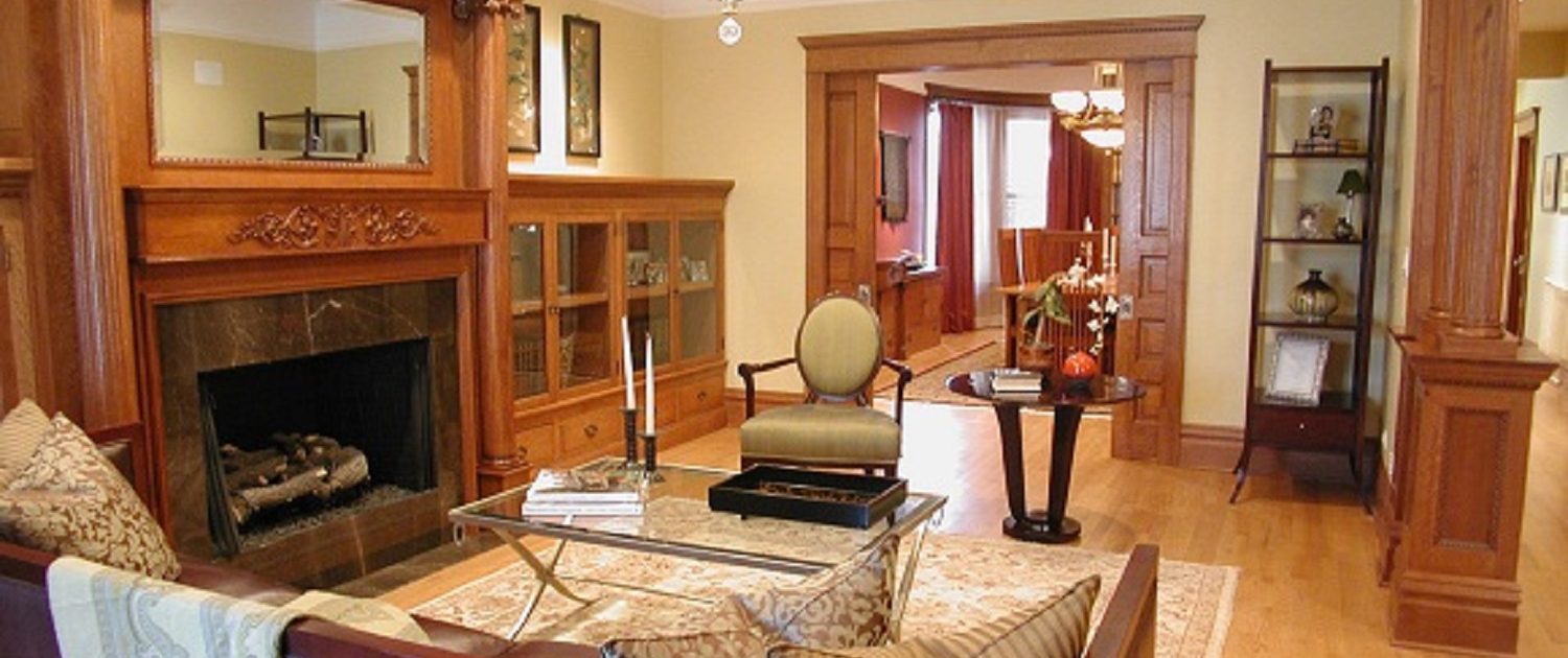 Nearly 100% of the original woodwork was restored and reused in renovating this Chicago private residence.