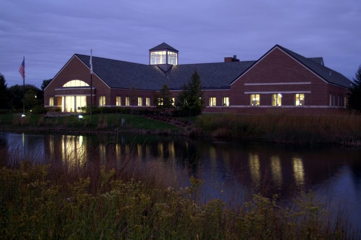 Gurnee Village Hall Gurnee Village Hall - The traditionally inspired central lantern skylight is illuminated on evenings when public meetings are scheduled, invoking an image of openness in government.