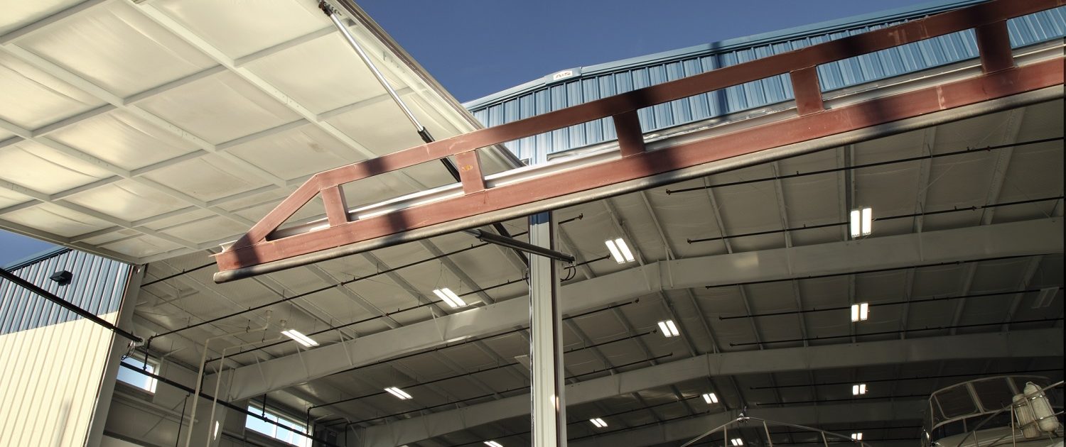 Larsen Marine - Boat Warehouse, doors open.