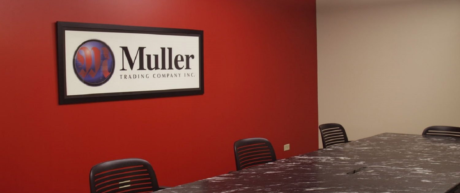 Muller Trading Company Inc Muller Trading Company conference room. Wave wall design element made of aluminum.