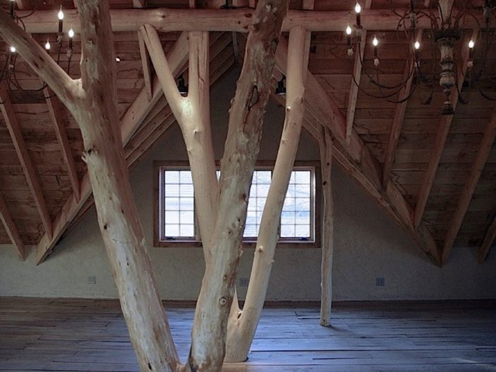 Private Artist Studio Private Artist Studio The building structure is an artistic expression of a forest, with semi-raw alder trees rising from the lower level 3-car garage to the upper level studio.