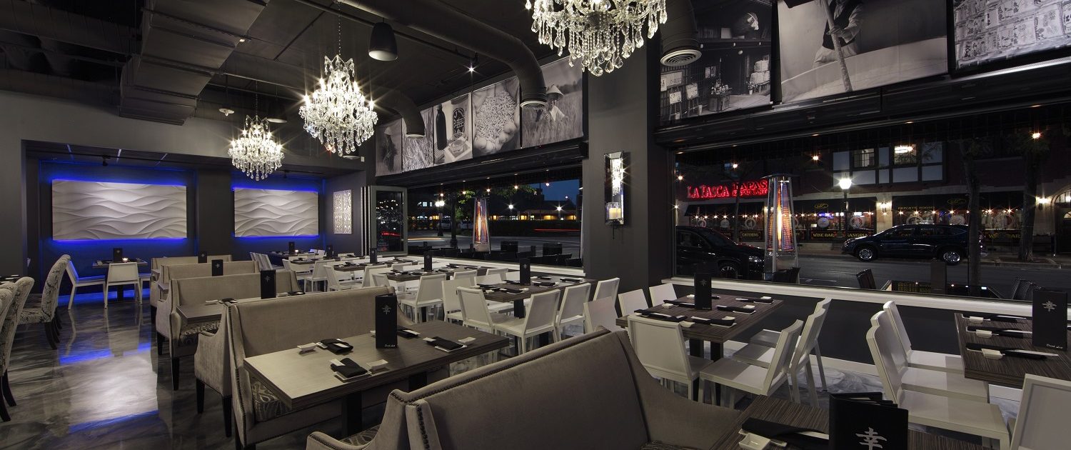 Shakou - Arlington Heights Shakou Arlington Heights - dining room booths overlooking the outdoor patio.