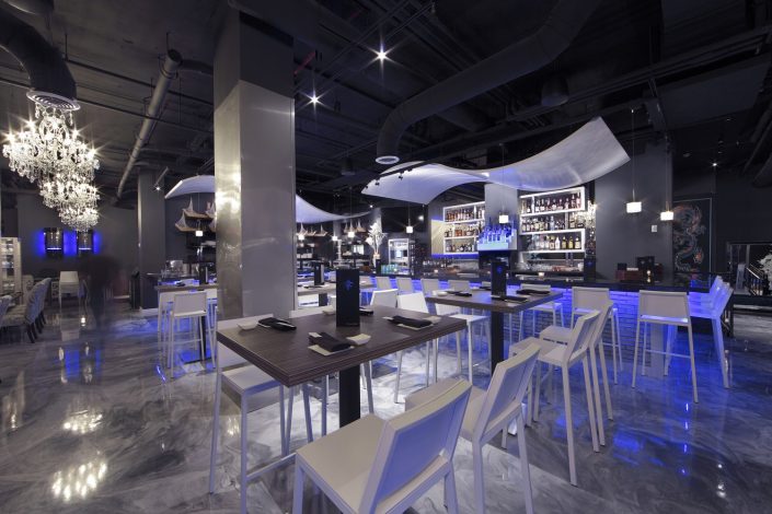 Shakou – Arlington Heights Shakou Arlington Heights view of the 4-top dining next to the cocktail bar.