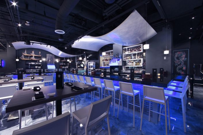 Shakou – Arlington Heights Shakou Arlington Heights view of the cocktail bar and sushi bar from the dining room.