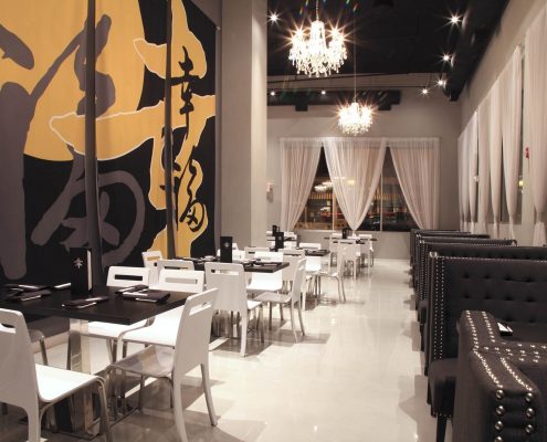 View of the main dining room at Shakou Libertvyille.