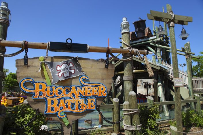 Six Flags Great America – Buccaneer Battle Six Flags Great America - Buccaneer Battle sign marquee.