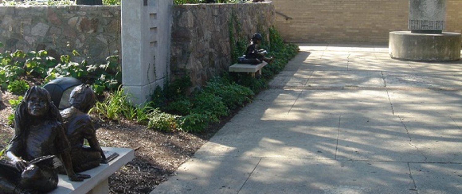 Waukegan Public Library exterior patio.