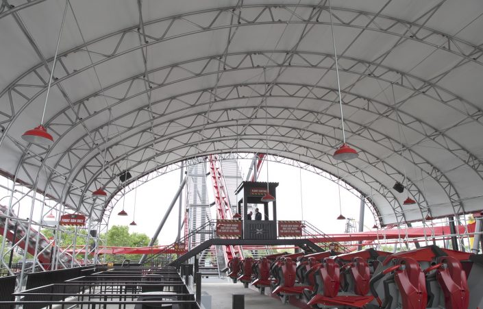 X Flight – Six Flags Great America X Flight loading station at Six Flags Great America.